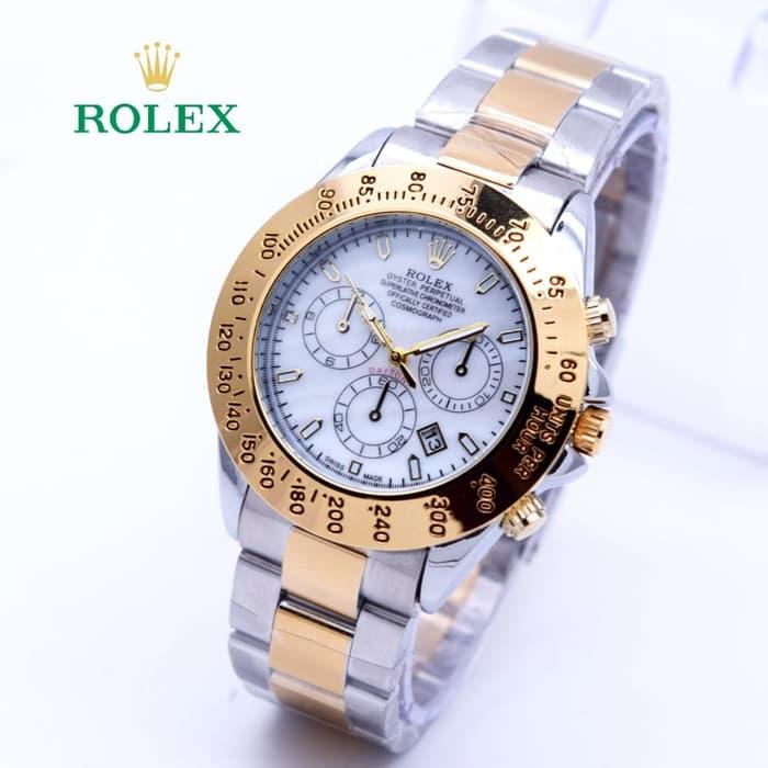 Jam Tangan Wanita / Cewek Rolex Ladies Daytona Rantai Kombi Gold