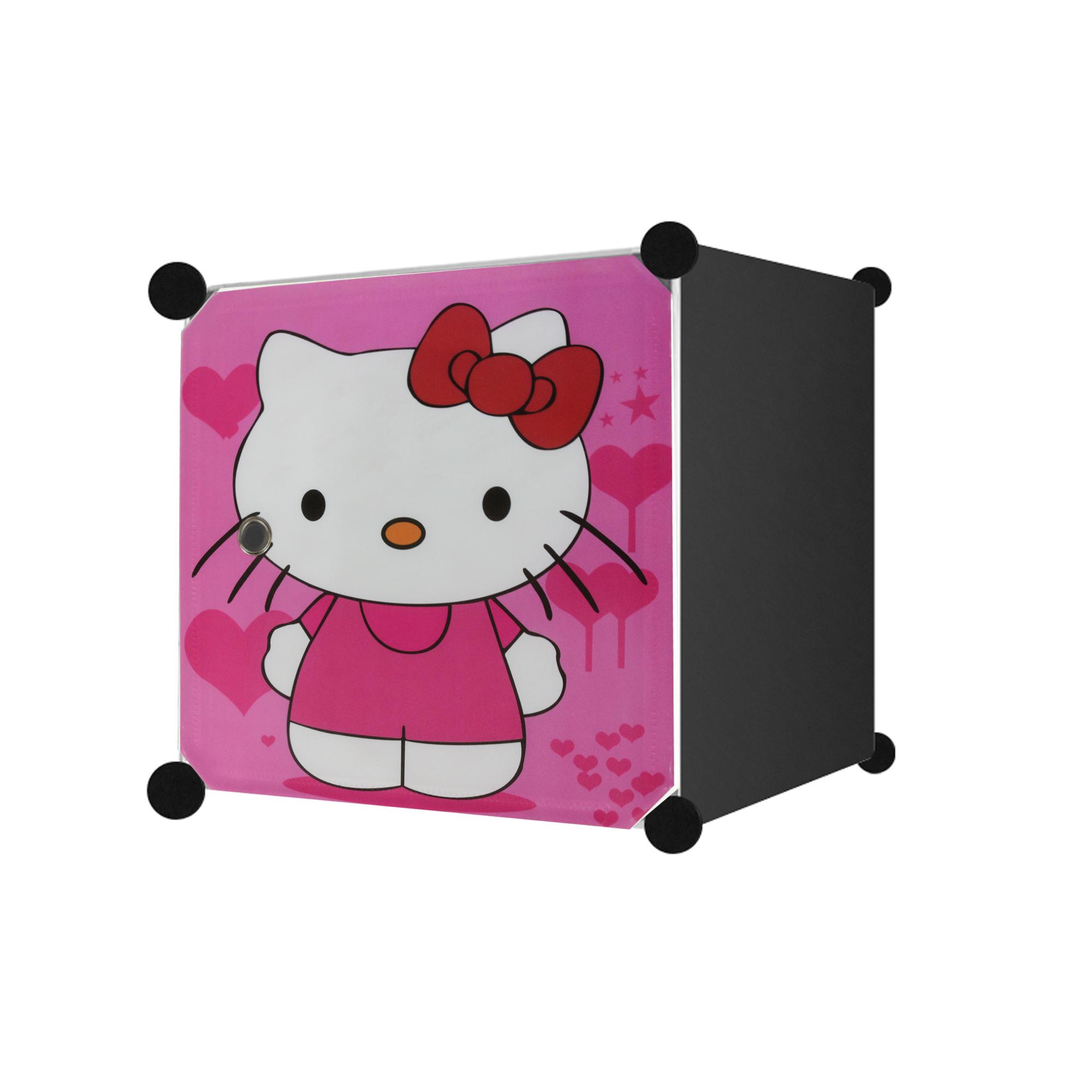 Aiueo Lemari Pakaian Motif Hello Kitty 1 Pintu Sekat Hitam