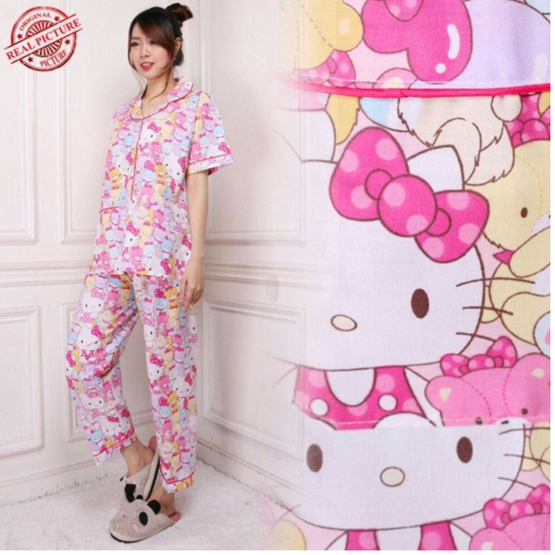 rgs store piyama baju tidur dewasa kartun hellkit pink cp fit to M/L karakter baju tidur