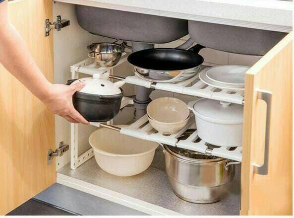 HARGA DISKON!!! Kitchen Rack Portable Stainless Rak Dapur untuk Panci 2 Susun - 5FVQJR