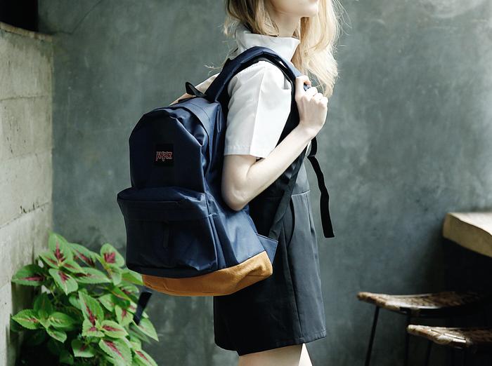 HARGA DISKON!!! Tas Ransel Jansport Navy Krem / Ransel Remaja Trendy Murah