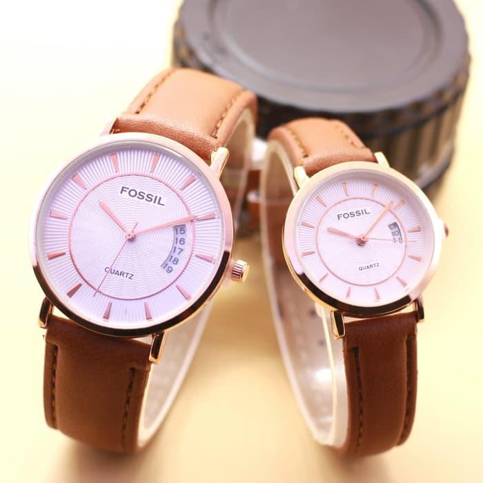Harga Sepasang Jam Tangan Couple Pasangan Fossil Kulit Tanggal