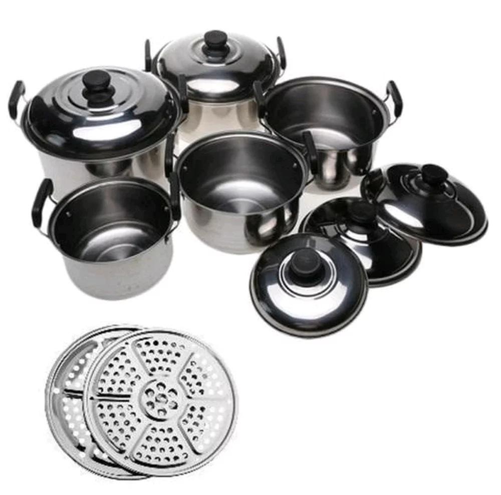 PANCI 1 SET 5 Pcs KINGKO America High Pots Dan Steamer Stainless Steel Alat Pengukus Kue