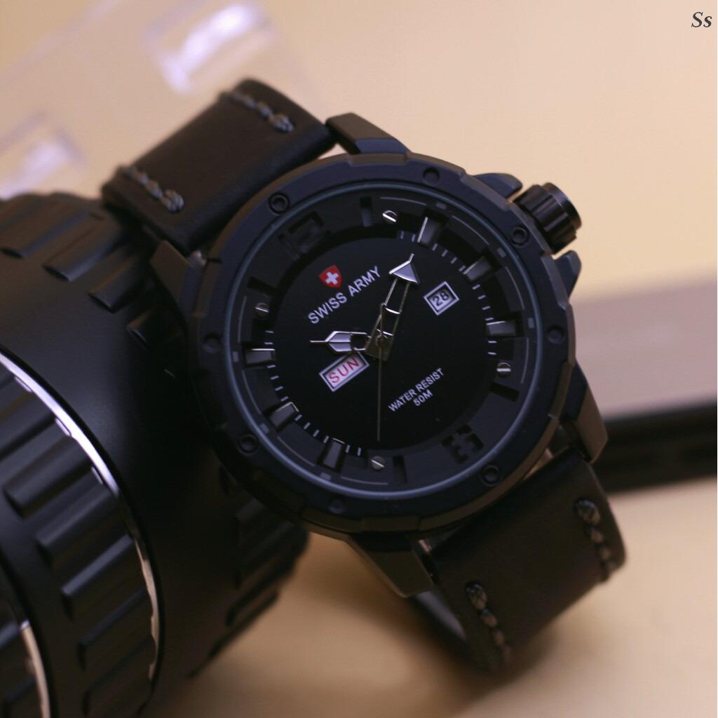 SWISS ARMY TALI KULIT ORY TERBARU - JAM TANGAN PRIA CASUAL FASHION TRENDY SPORT FORMAL - TANGGAL HARI AKTIF LIMITED EDITION -SA 8870 ART