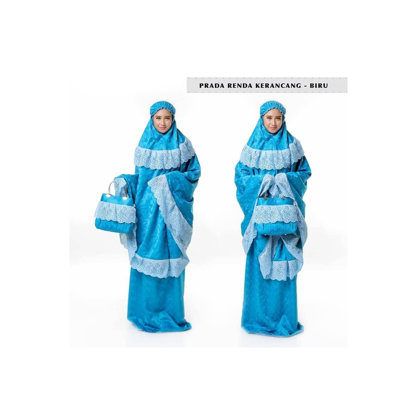 Best Price Mukena Dewasa Sutra Paris Prada Kerancang Biru Terbaru