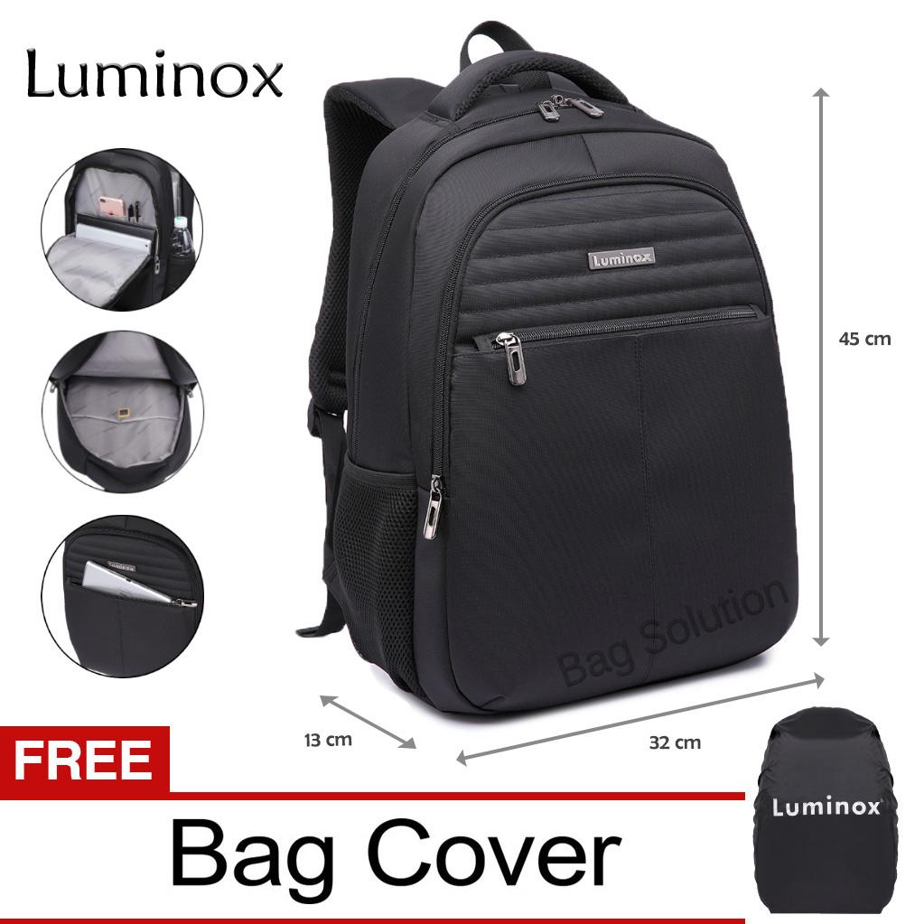 Luminox Tas Ransel Laptop - Tas Pria Tas Wanita Tas Laptop Tas Punggung - Backpack Up to 15 inch Anti Air 5911 - Hitam Bonus Bag Cover GJK