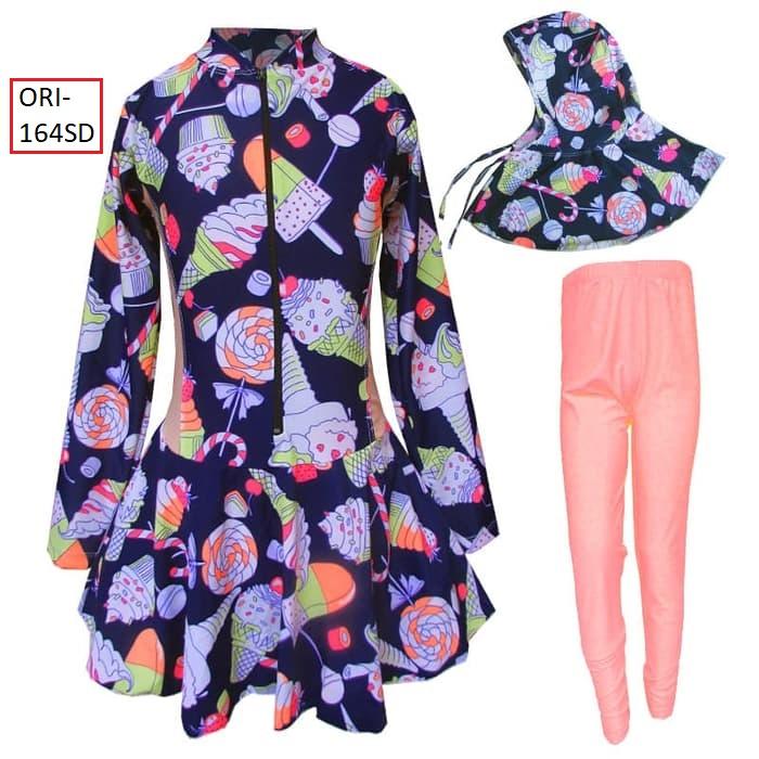 Baju Renang Anak Muslim Motif Eskrim Cantik Lucu dan Menarik -168SD