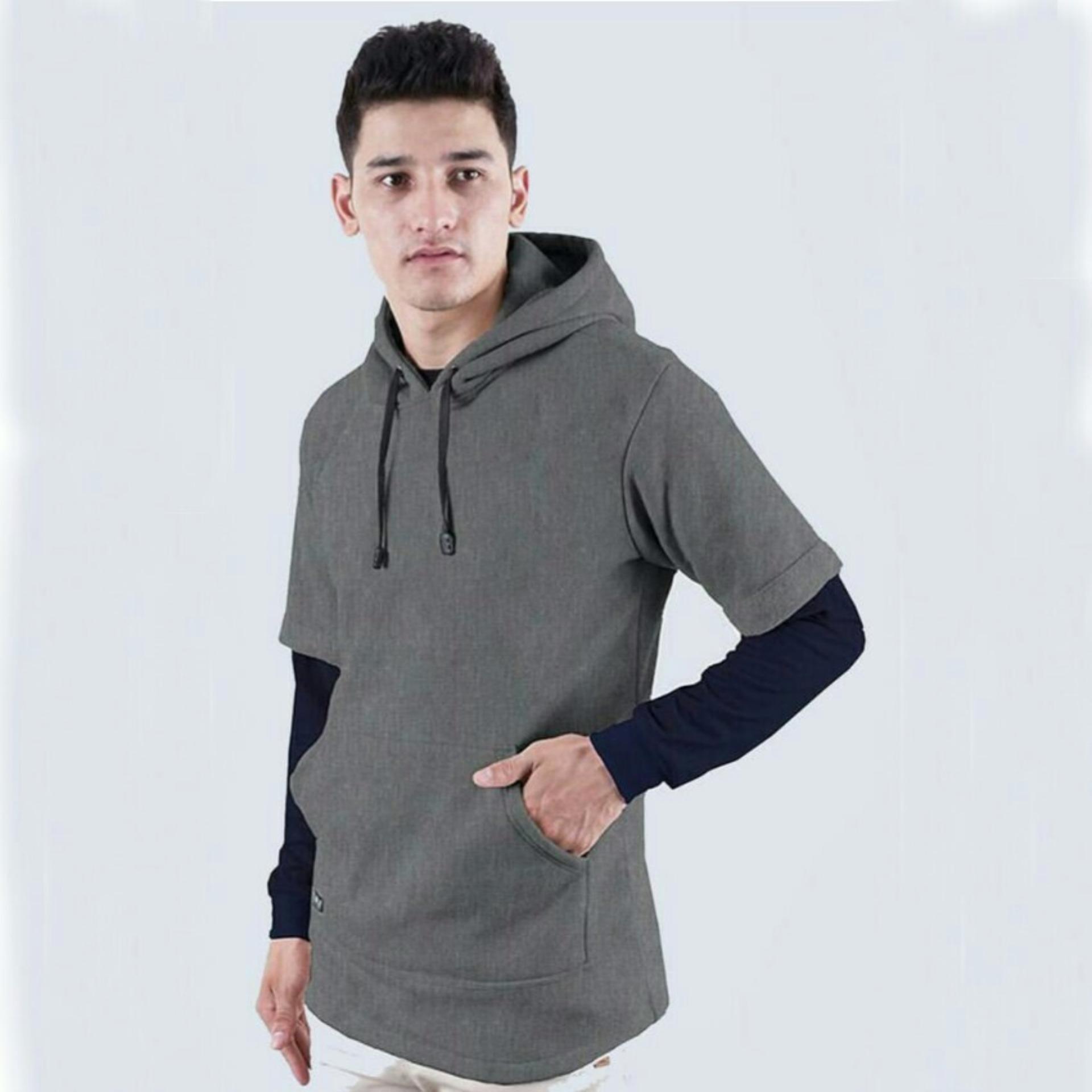 Jaket sweater hoodie pria atx- abu tua