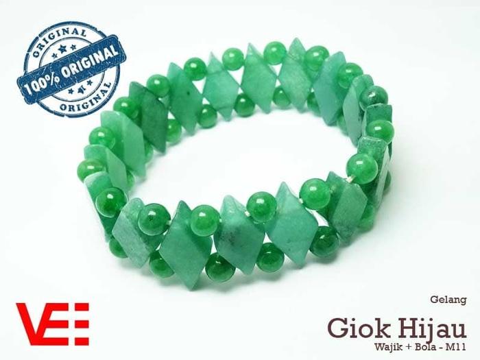 Promo Big Sale Perhiasan Aksesoris VeE Gelang Terapi Kesehatan Batu Giok Hijau Asli Model Wajik Bola