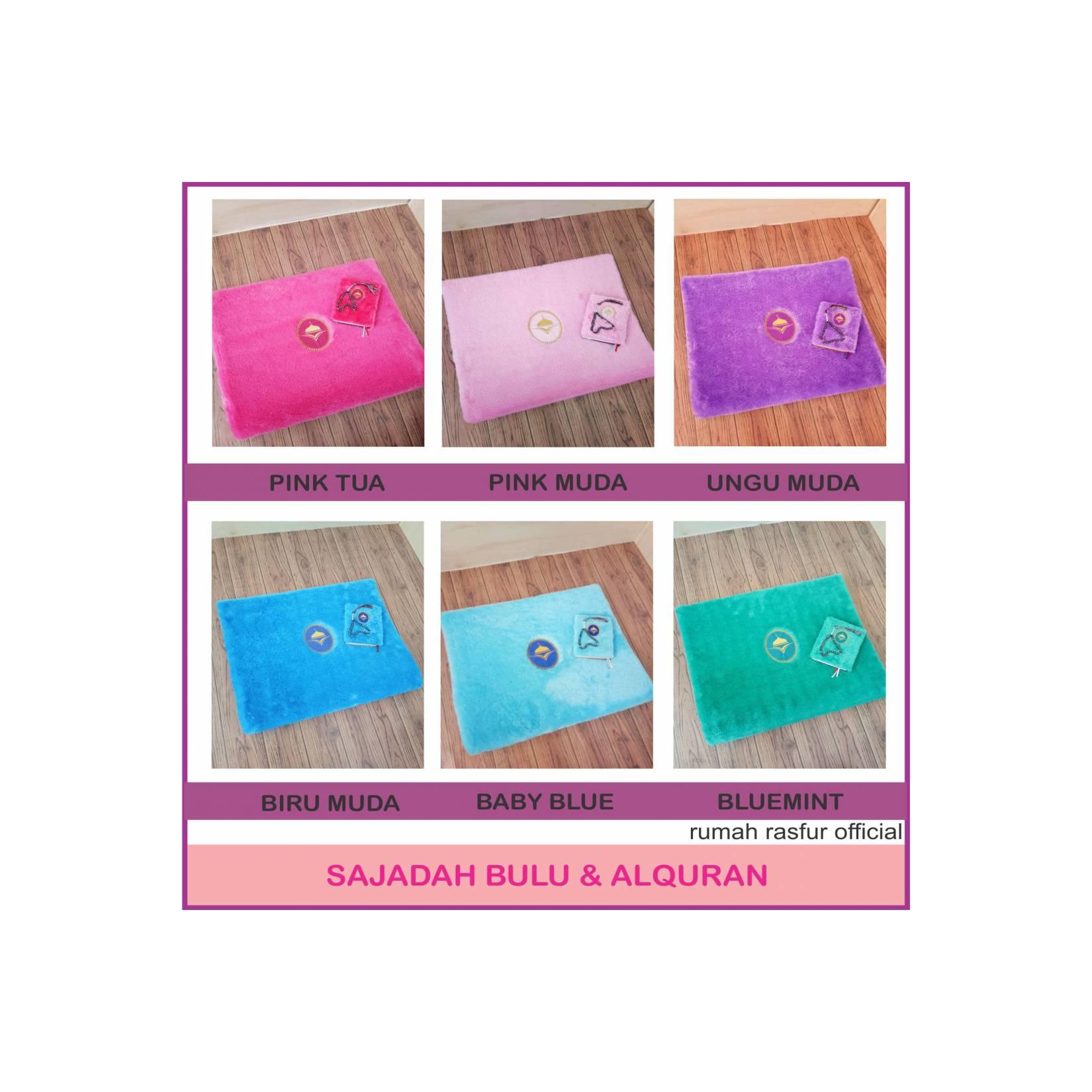 HOT SALE PAKET SAJADAH BULU PUTIH DAN ALQURAN NON TERJEMAHAN + TASBIH