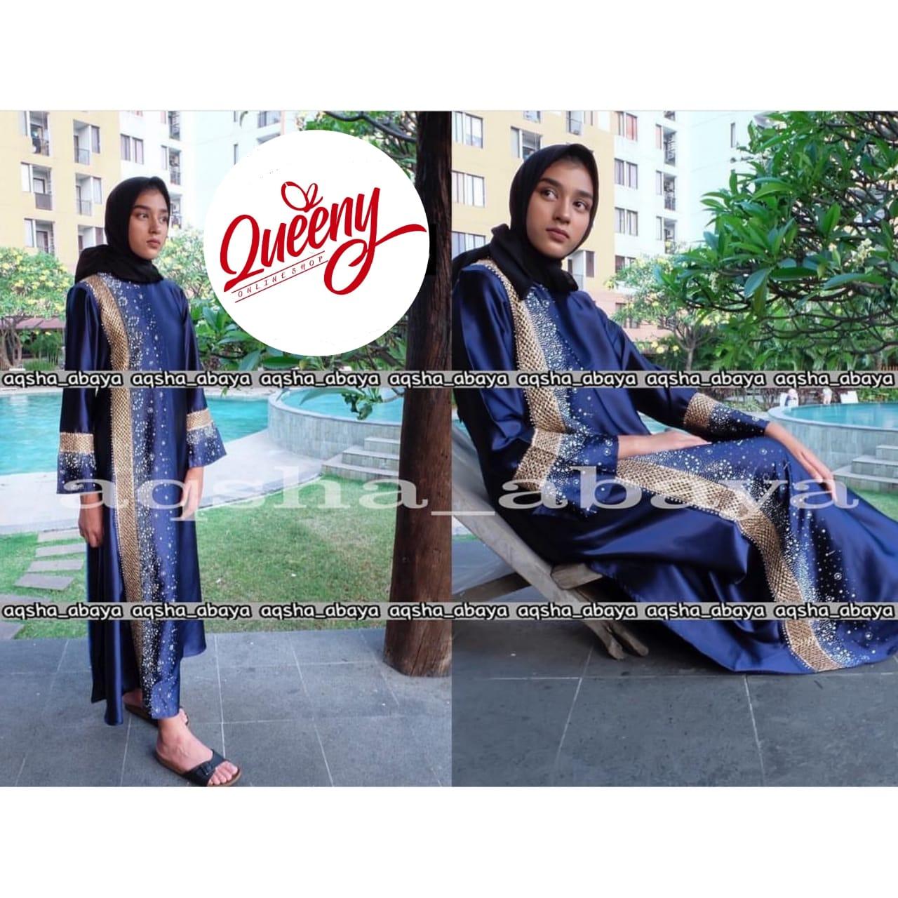 gamis abaya muslimah / abaya arab islami / abaya satin marbella fashion muslim kombinasi payet mewah
