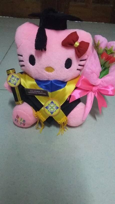 SALE -  Boneka wisuda hello kitty pink 25cm dengan buket bunga