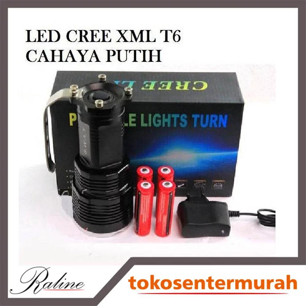 Senter Police Swat Monster Belor XML T6-7002 Fokus Putih Super Terang 4 Baterai Recharge Uitrafire 18650