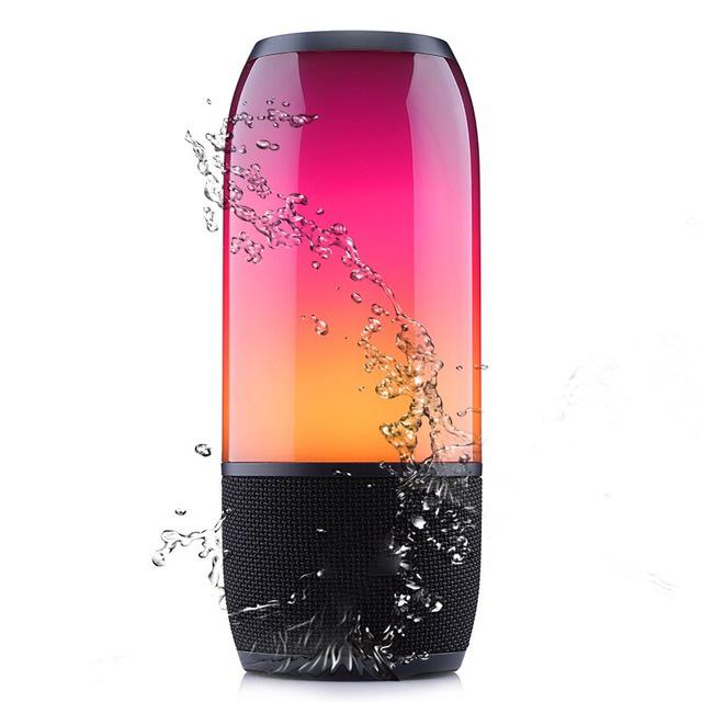 JDL Pulse 3 Portable Bluetooth Speaker Colorful LED Waterproof IPX7 - Black