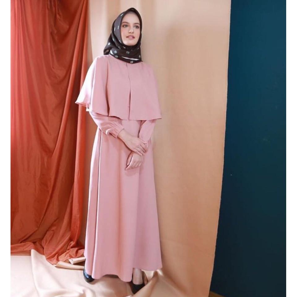 baju gamis combi cape RAMADHAN CAPE busana muslimah remaja (pink)