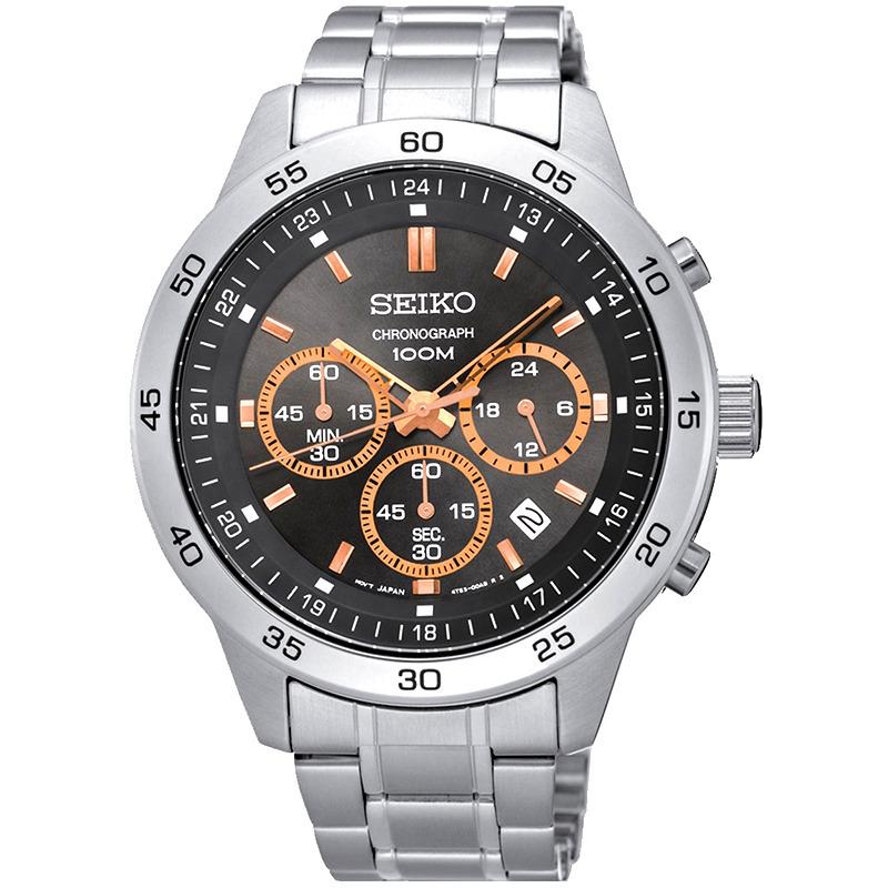 SEIKO Chronograph - Jam Tangan Pria - Silver - Stainless Steel - 125S