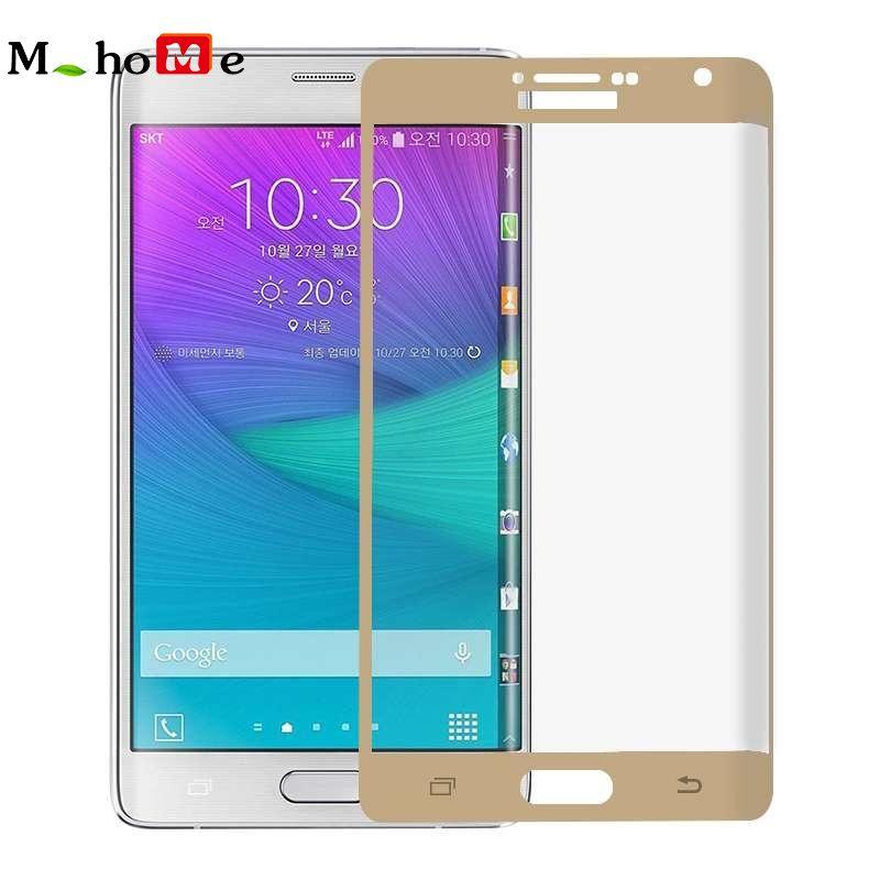 M_home Scratch-Proof Anti Sidik Jari Sutra Dicetak Perlindungan Menyeluruh Pelindung Layar Kaca Antigores Film Pandu untuk Samsung Galaxy Note Edge Emas-Intl