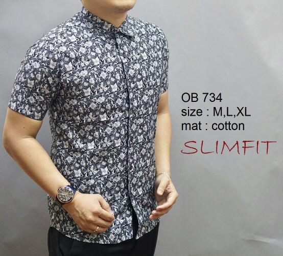 Baju Kemeja Baju Batik Model Terbaru Slimfit Tangan Pendek Pria OB 734