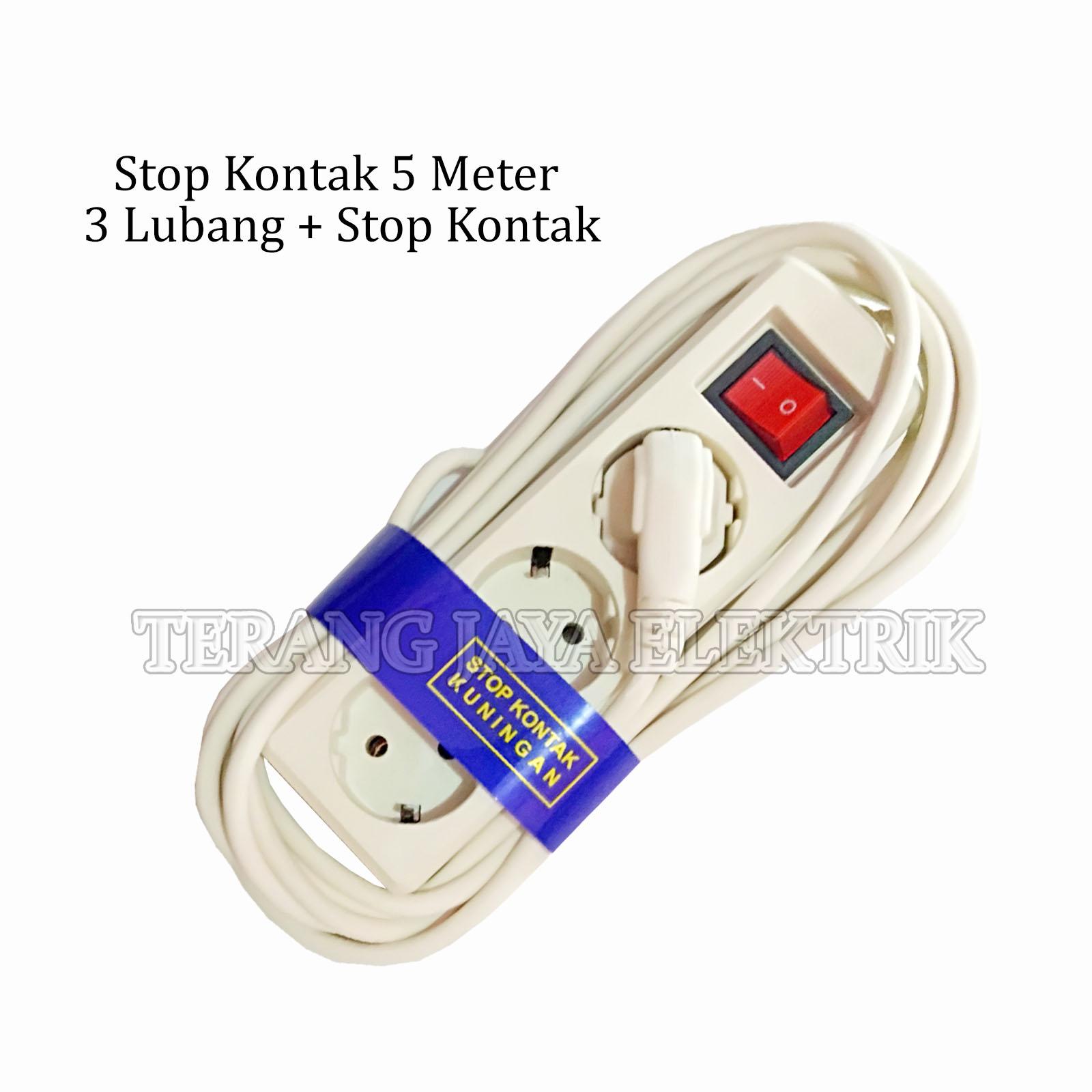 Stop Kontak/Colokan Listrik 5 Meter 3 Lubang + Switch KAWASHUKI