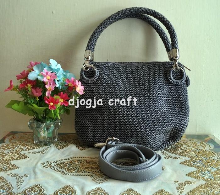 Djogja Klasik Craft Tas Rajut Pesta Triple Ulir - Abuabu