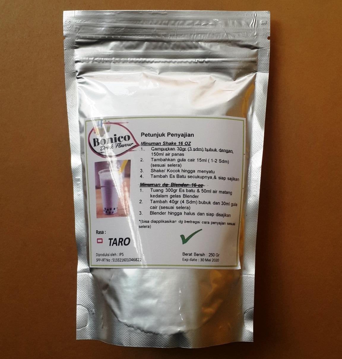BONICO TARO MILK Powder 250Gr Bubuk Minuman Drink Flavor Powder UBI UNGU ice blend milk shake Orimoto Mart