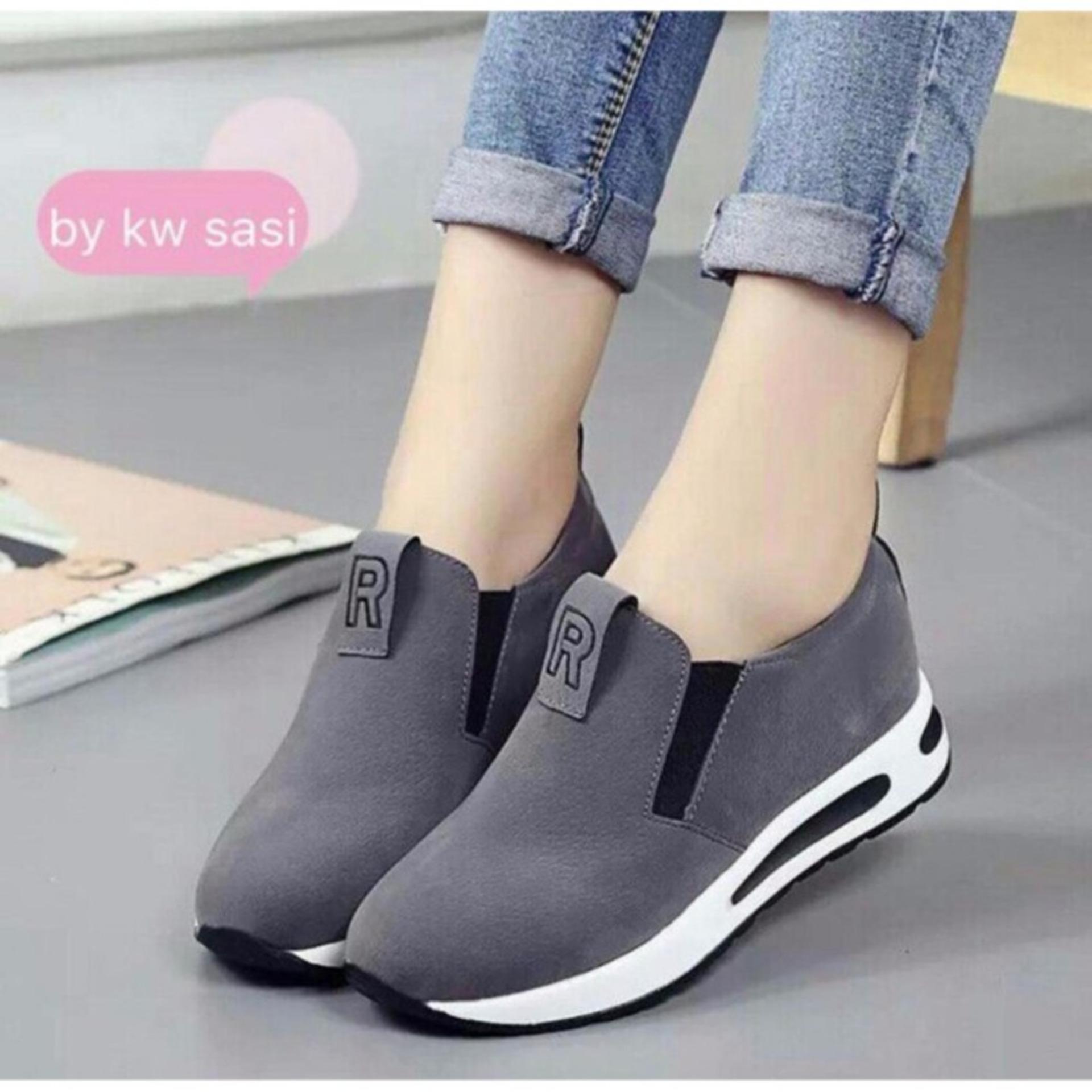 Sepatu Wedges Wanita R Abu Baru