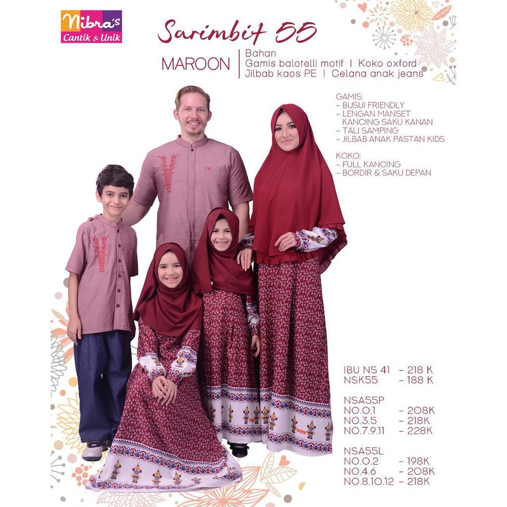 (TERBARU) Baju Sarimbit Keluarga Muslim, BUsana Couple Ayah Ibu Anak NIbras Marron (Gamis Anak 7-9-11)