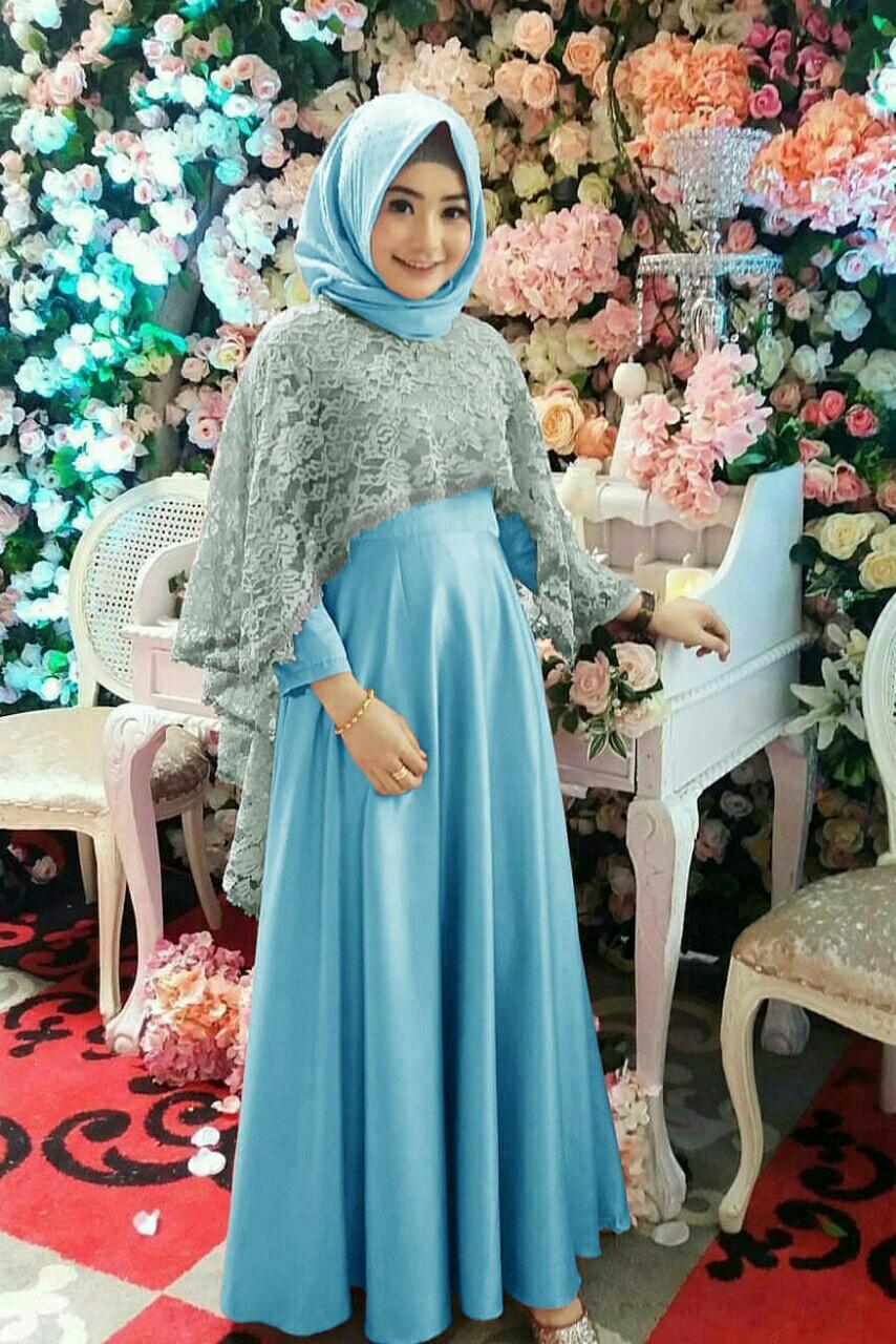 Gamis Cantik Baloteli dengan Cape Brukat / Baju Pesta / Party Dress / Thiara Maxi