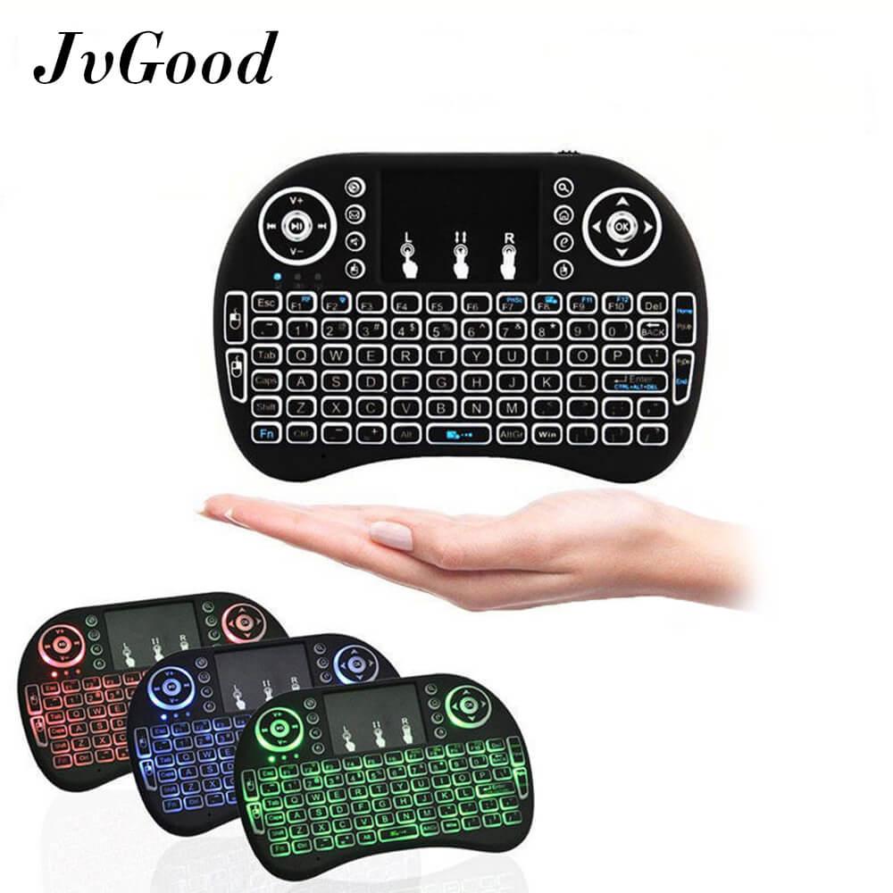 JvGood Touchpad untuk Backlit 2.4 GHz Mini Nirkabel Touchpad Keyboard Udara Mouse Handheld Remote Control Mouse Game Mice Backlight untuk Android TV BOX PC Smart TV Black