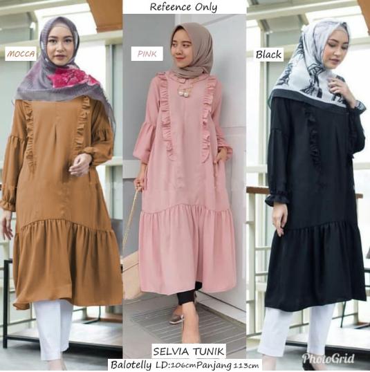 LUCYNDA BAJU WANITA MUSLIM ATASAN DRESS SELVIA TUNIK