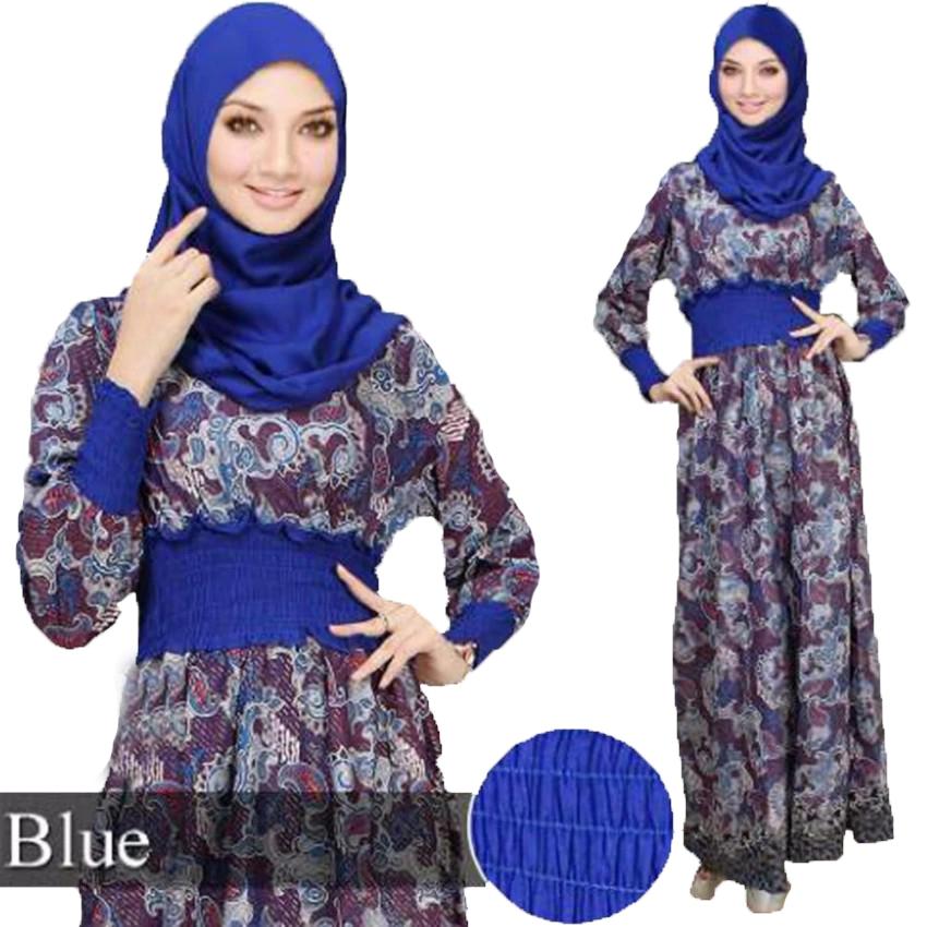 Yuki Fashion Maxi Jamilah +Pashmina - Biru 1 - Best Seller