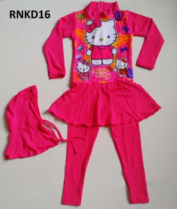 RNKD16 - Baju Renang Anak Muslim Hello Kitty Pink