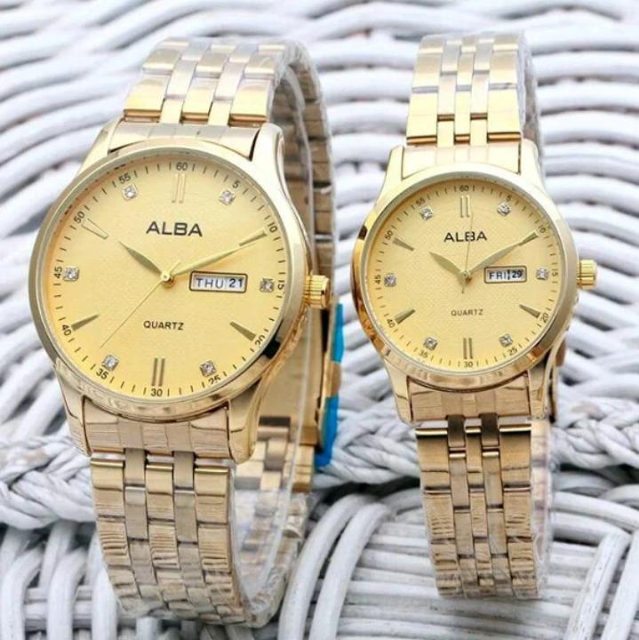 Jam Tangan Couple ALBA pria dan wanita rantai stainles steel