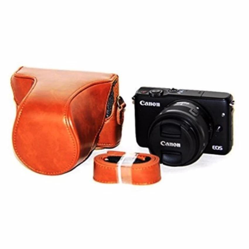 Leather Case For Canon Eos M10 Kit 15-45mm - Cokelat