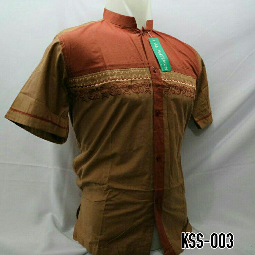 Baju Muslim Gamis Pria Baju Koko Bordir Kombinasi Lengan Pendek Murah Motif Terbaru KSS 003 di lapak Al Muttaqin Collection produsenbajukoko