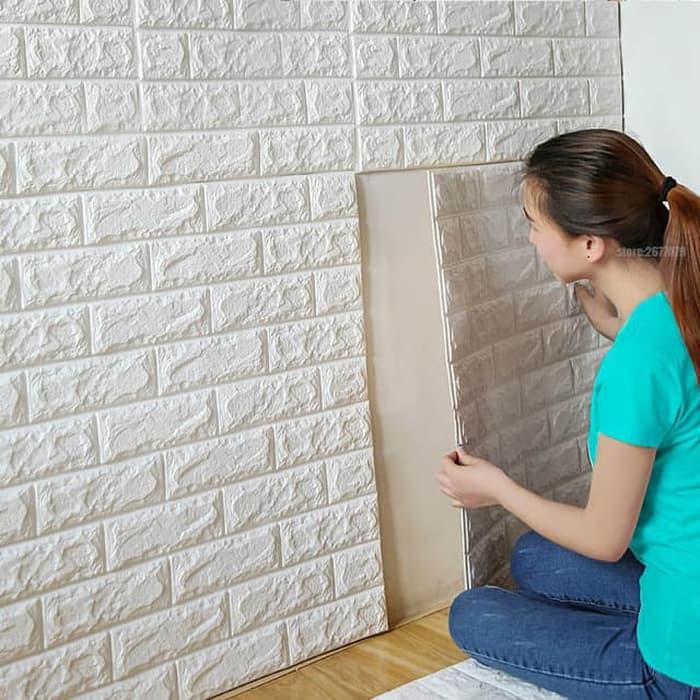 PROMO Wallpaper Foam 70 CM X 77 CM 3D Bata Putih White Brick Panel PAKET TERLARIS