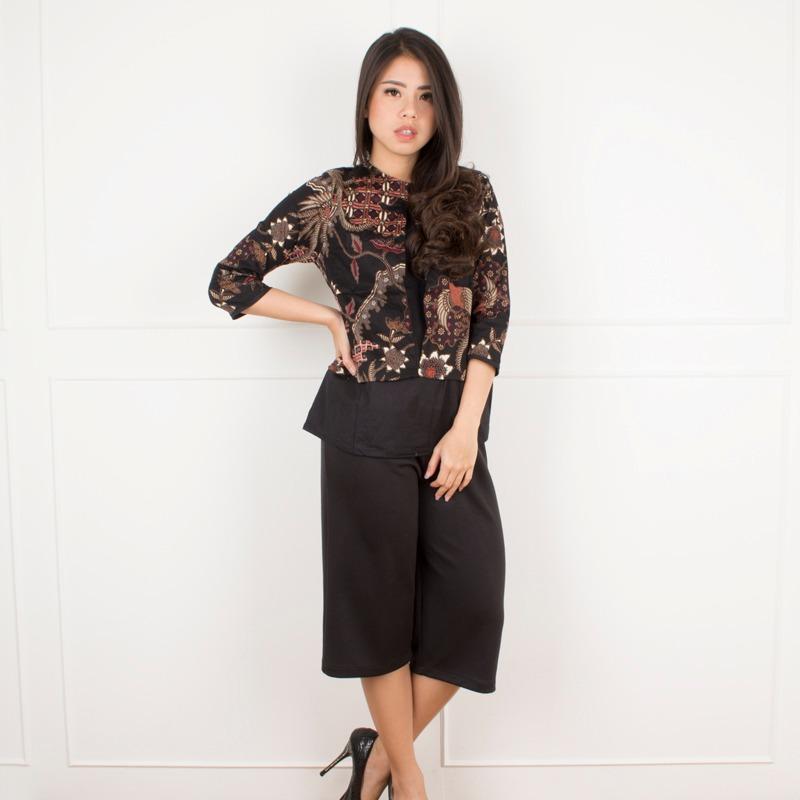 De Voile Atasan Batik Wanita Myria Combination Long Tail (Brown)