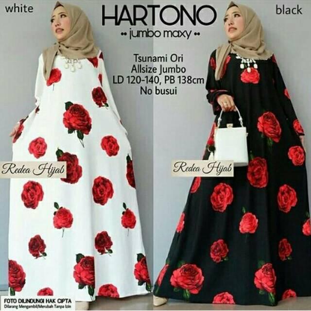 Gamis Muslim Jumbo Waffle Hartono / Maxi Dress Big Size XXXL Flowy Wanita Murah ()