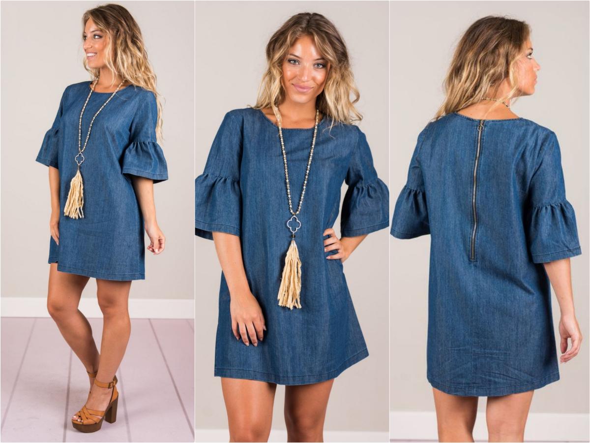 Blue Denim Fifth Sleeve (S,M,L) Dress 31589