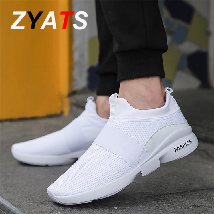 ZYATS Pria Jala Tren Klasik Sepatu Lari Tren Fashion Untuk Membantu Sepatu Kasual Rendah Ukuran Besar 38-46