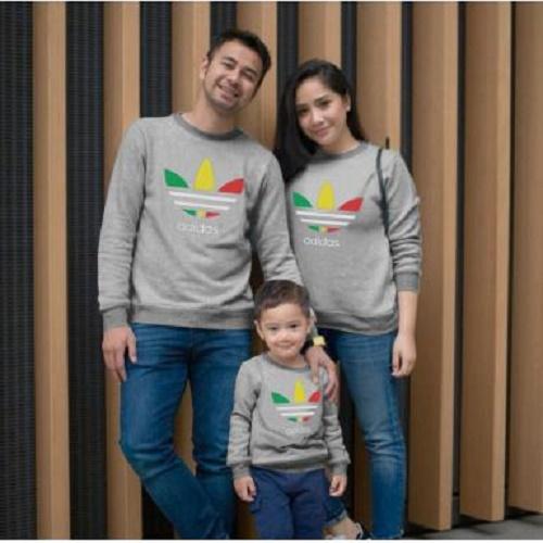 SUPPLIER GROSIR 15303 Y12 BAJU SWEATER COUPLE PASANGAN KELUARGA PAKAIAN ATASAN BLOUSE LENGAN PANJANG TERBARU WARNA ABU MURAH TERMURAH GROSIR KEKINIAN BAHAN BABYTERRY