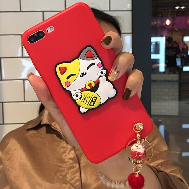 Vivo Selubung Ponsel X7 Tahun Baru Kucing Lucky Number Sarung Gel Silika X7plus Kartun Lembut