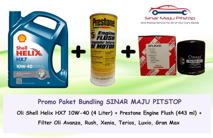Paket Ganti Oli TOYOTA AVANZA - Shell Helix HX7 + Filter Oli + Flush