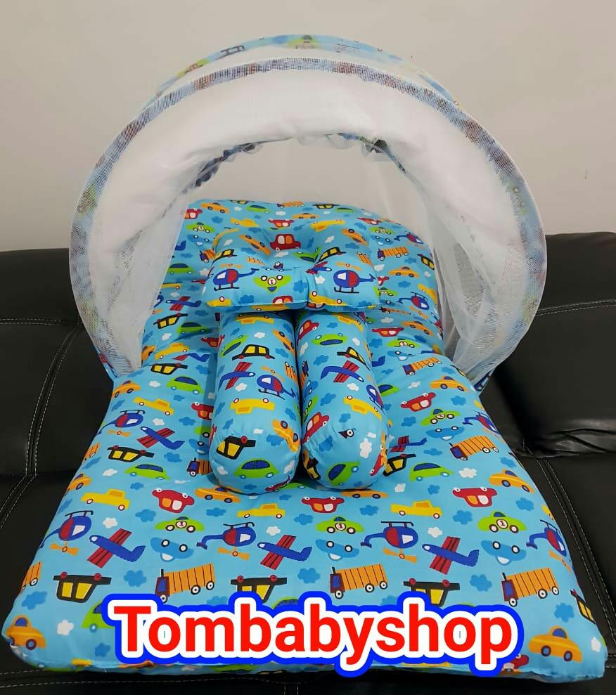 KASUR BAYI KELAMBU MOTIF HELIKOPTER BIRU