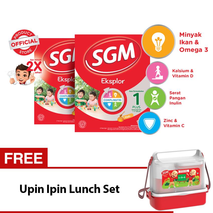 SGM Eksplor Complinutri 1+ Susu Pertumbuhan - Madu - 900gr - Bundle isi 2 Box FREE Upin Ipin Lunch Set
