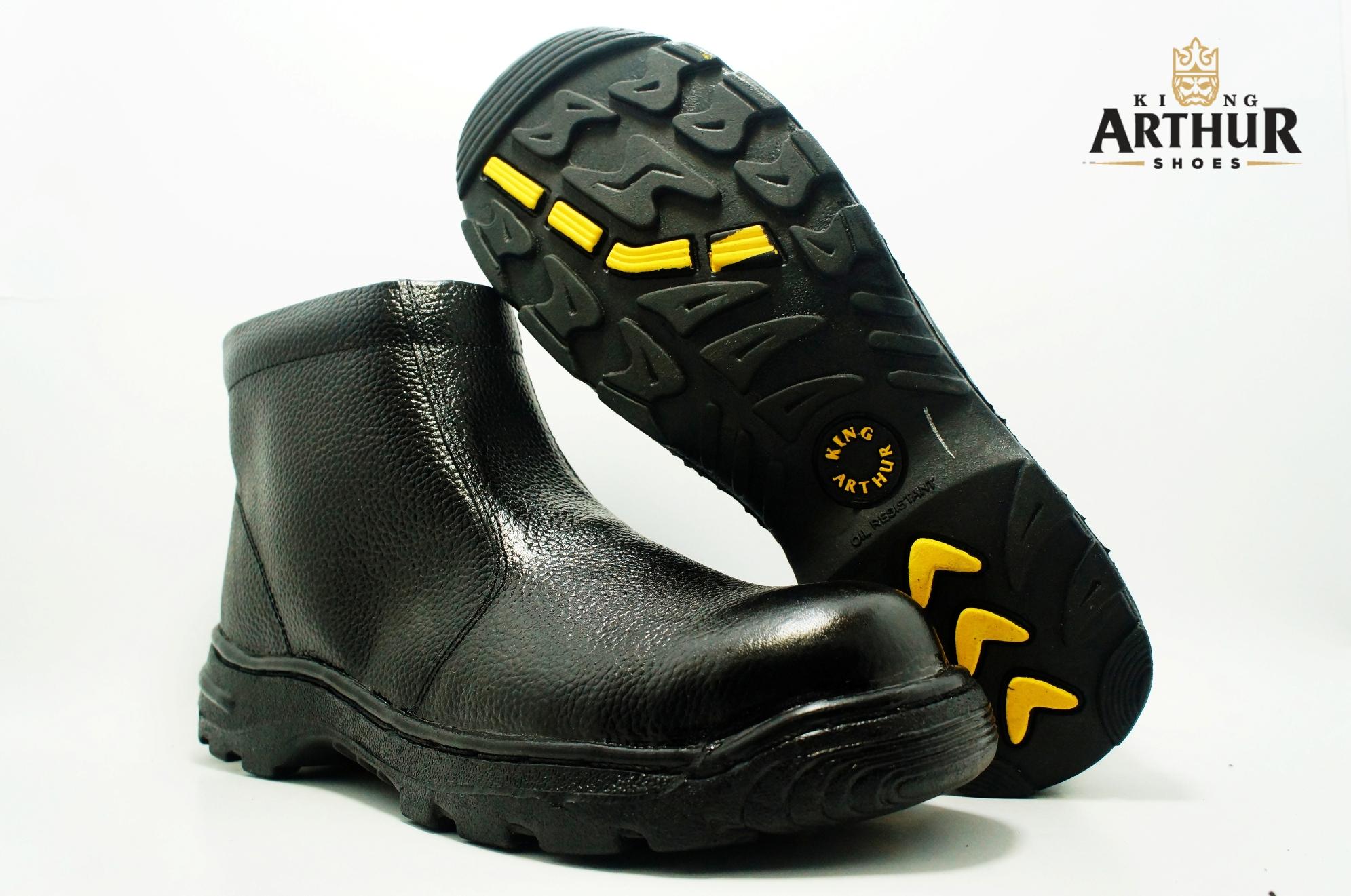 Sepatu Safety Boot Retsleting Kulit Asli King Arthur