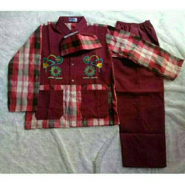 Setelan Baju Koko Anak Usia 8,9,10,11,12 tahun (Maroon)