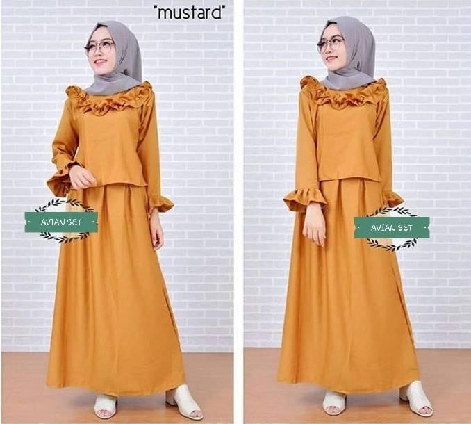 AG Apparel Setelan Avian Mustard / Dress Muslimah / Hijab Muslim / Gamis Syari / Baju Muslim / /Atasan Murah / Fashion Muslim / Fashion Maxi / Setelan Muslim / Atasan Muslimah / Gamis Fashion / Outer Kalani / Kemeja Shinta / Dress Wanita / Setelan Wanita