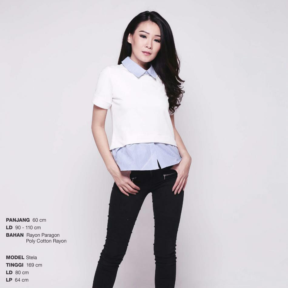 Executive semi blouse / baju kerja wanita hitam putih navy maroon burgundy