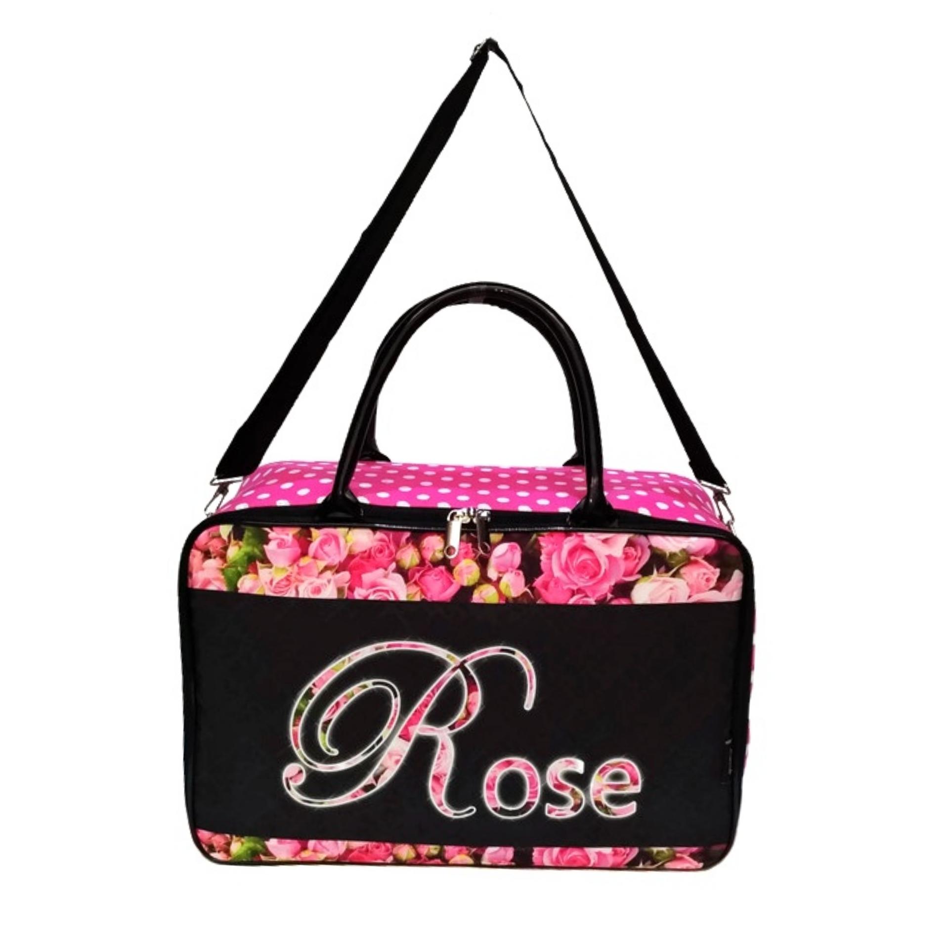 AMT Tas Koper Travel Bag Kanvas Import Premium Jumbo Pria dan Wanita Komplit Aksesoris Rose